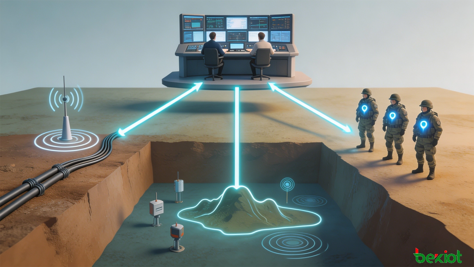 Dispositions- und Führungsarchitektur für Untertagskohlenbergwerke mit Bergbautelefonen, leitungsgebendem Funkkabel, Personenverfolgung, Atmosphärenüberwachung und Integration im Führungszentrum