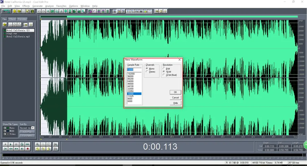Ein neues Audiosegment erstellen