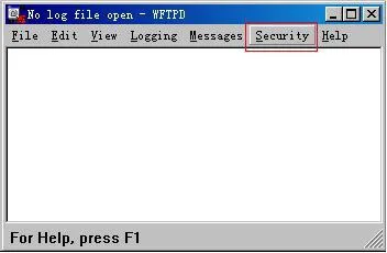 Aufrufen des Security-Menüs in der FTP-Software