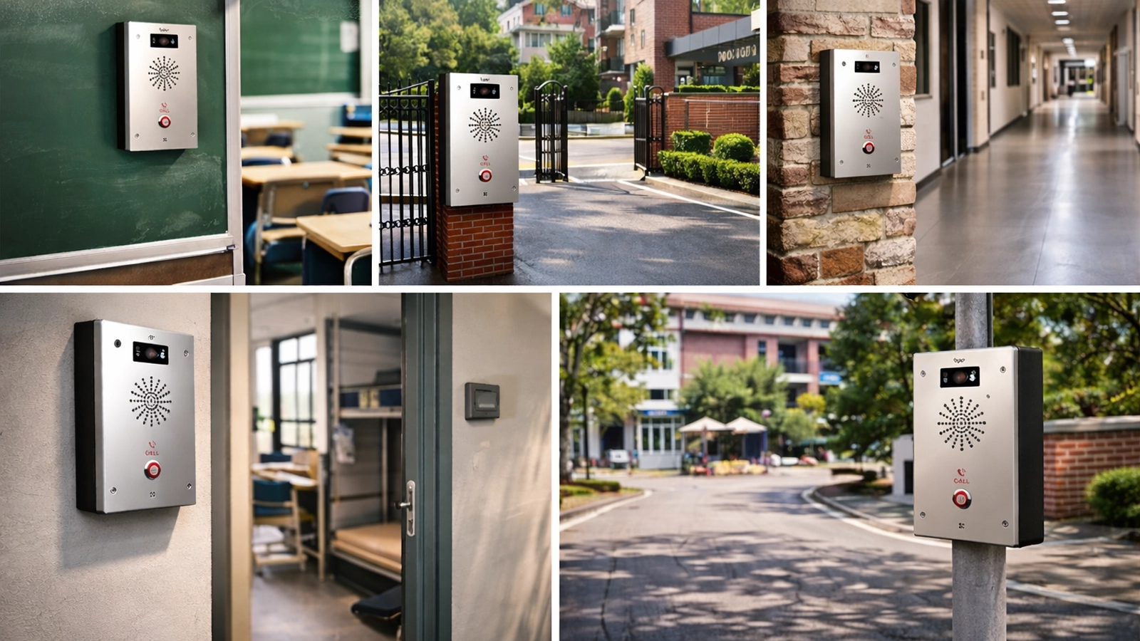Installation von Notfallkommunikation in Schulen in Klassenzimmern, Toren, Korridoren, Wohnheimen und öffentlichen Schulräumen mit Paniktasten und Gegensprechanlagenunterstützung