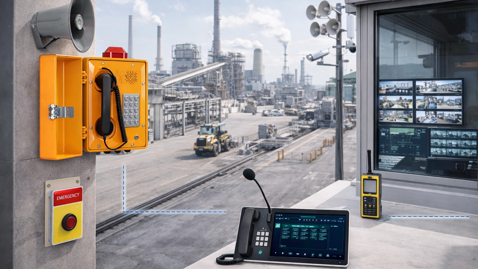 Industrielle Paniktasten- und Zwangsmeldelösung mit Integration von Leitstelle, Feldkommunikationsgeräten und zentraler Leitstellensteuerung