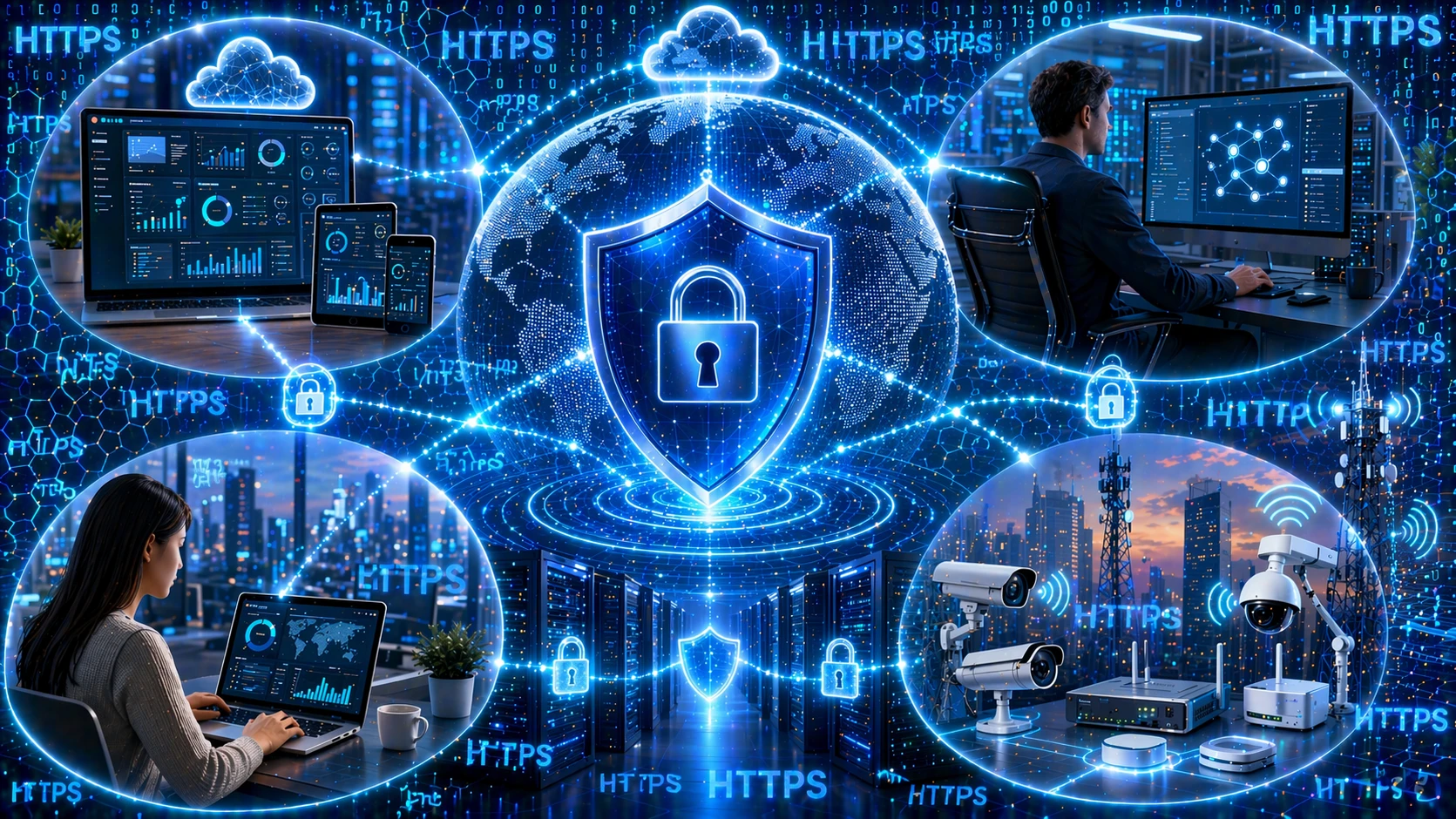 Techniker verwalten Netzwerkgeräte, industrielle Gateways und cloudverbundene Geräte sicher über eine Weboberfläche