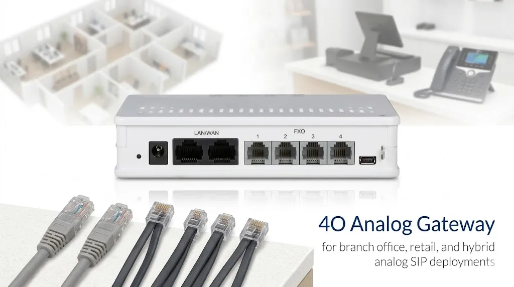 4O Analoges Gateway für Filialen, Einzelhandel und hybride analog-SIP-Bereitstellungen