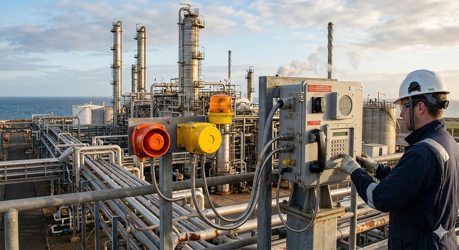 Außeninstallationspunkt in der Petrochemie mit Bedarf an wetterfesten und korrosionsbeständigen Kommunikationsgeräten