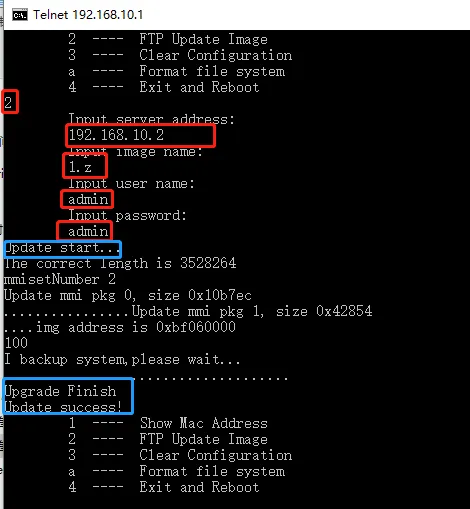 Update-Parameter eingeben