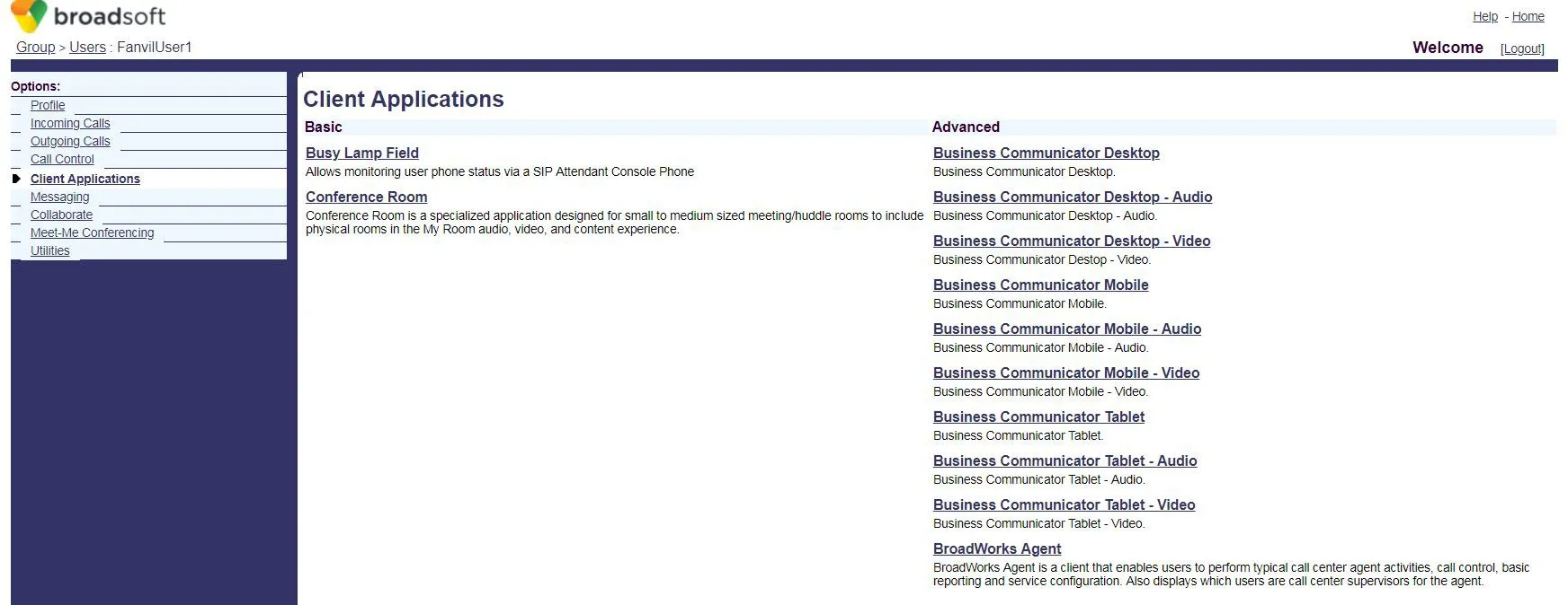 Seite Client-Anwendungen