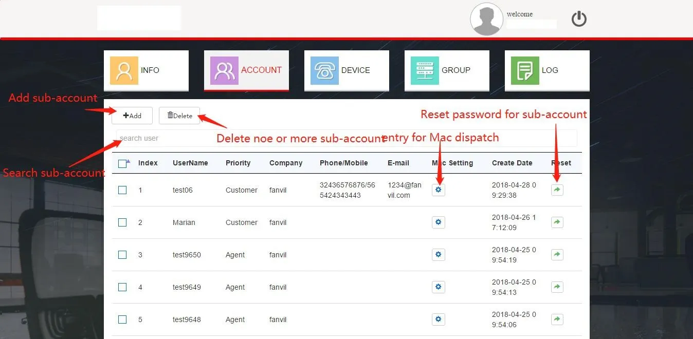 Add Customer Account Interface