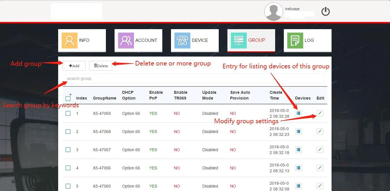 Group Management Interface