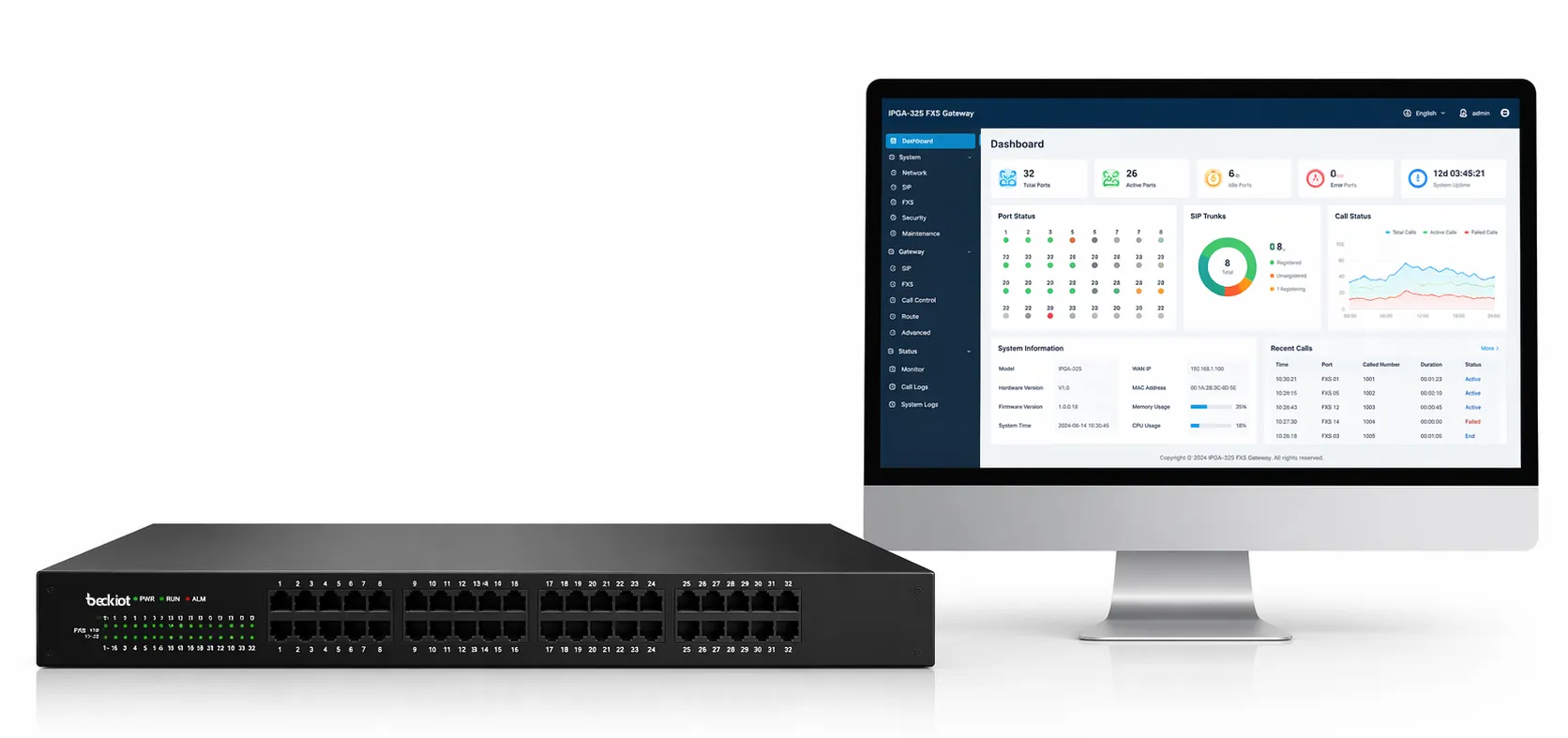 Webbasiertes Verwaltungsinterface für das IPGA-32S FXS-Gateway