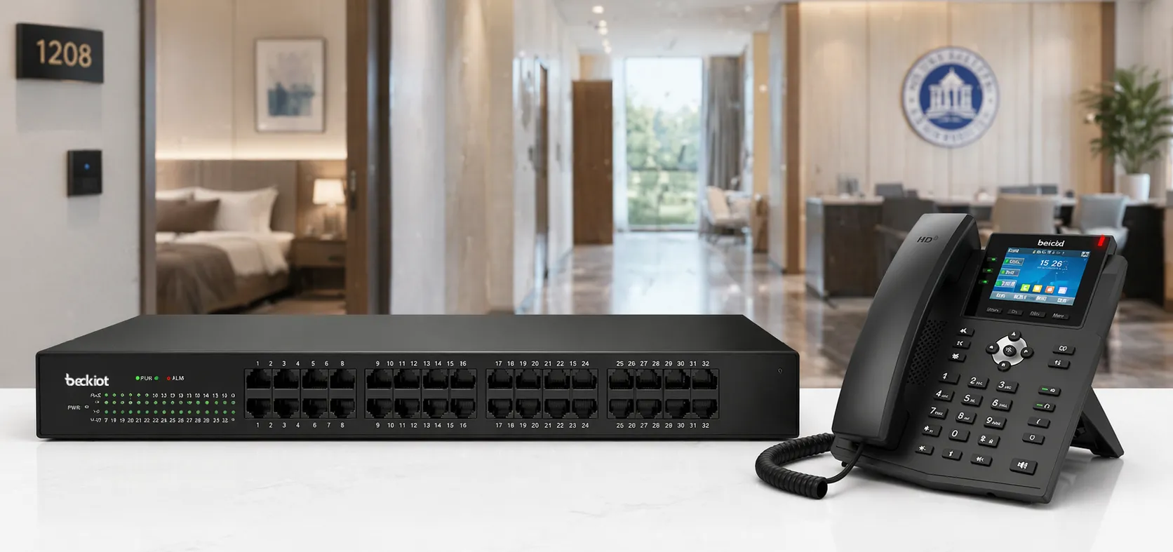 IPGA-32S FXS-Gateway im Einsatz bei Hotel, Campus oder Installation analoger Telefone in Mehrzimmeranlagen