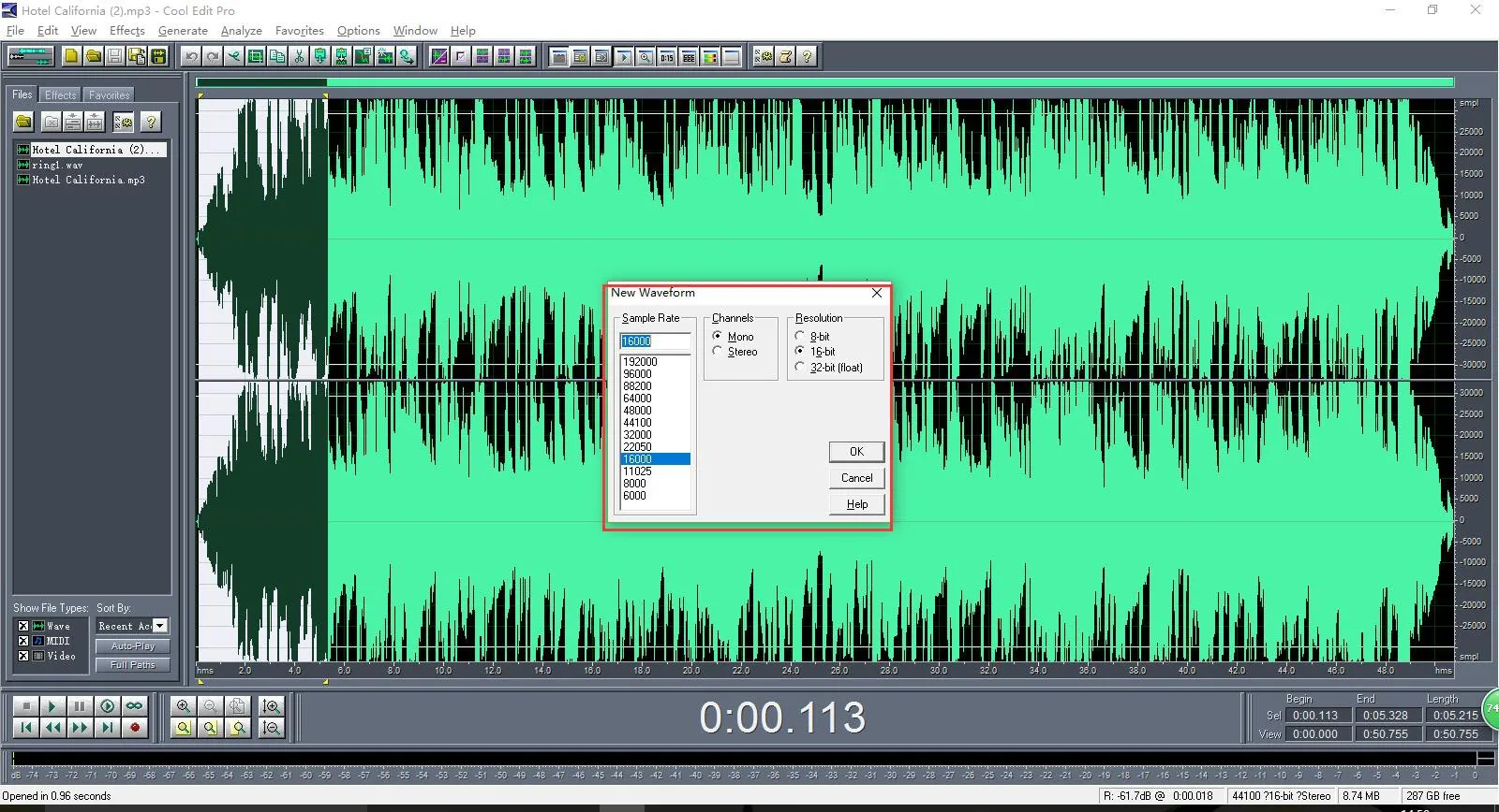 Create New Audio File