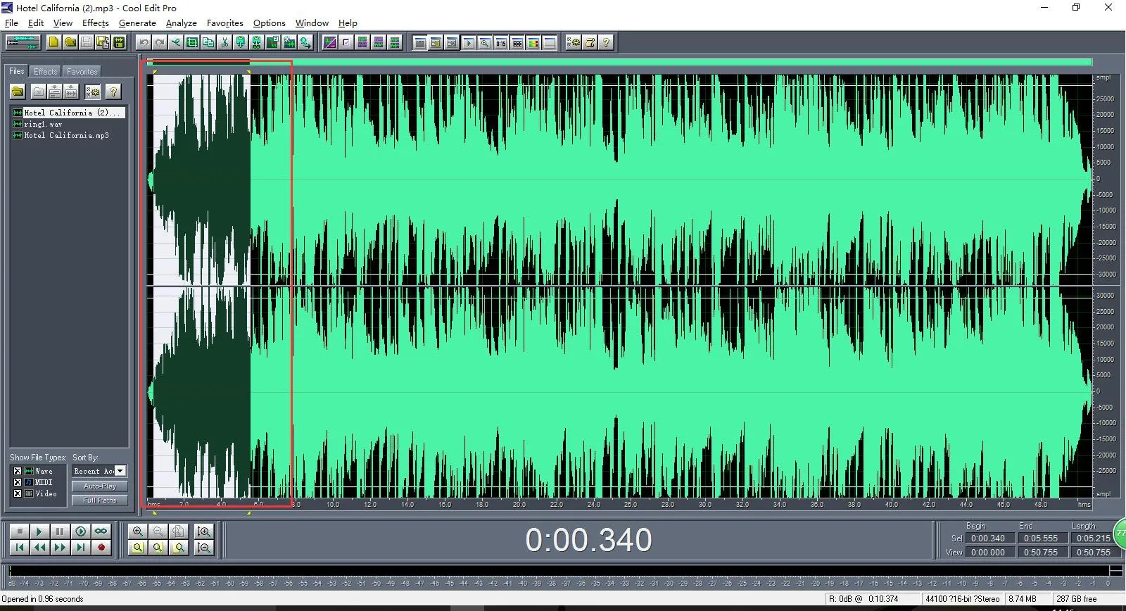 Ausgewählten Audioausschnitt kopieren