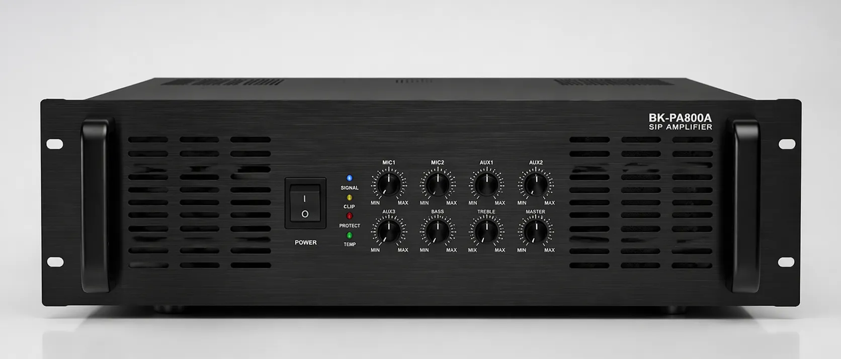 Vorderansicht des SIP-Verstärkers BK-PA800A in einer hochleistungsfähigen Rackmontage