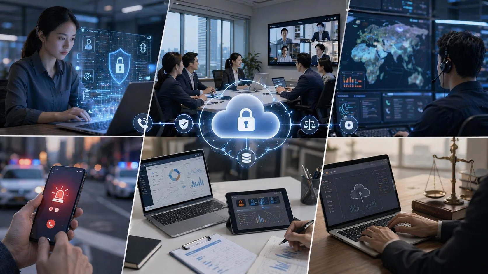Governance-Framework für Cloud-Kommunikation mit Sicherheit, Compliance, Notrufen, Datenaufbewahrung, Aufzeichnungen, KI-Richtlinien und PSTN-Steuerung