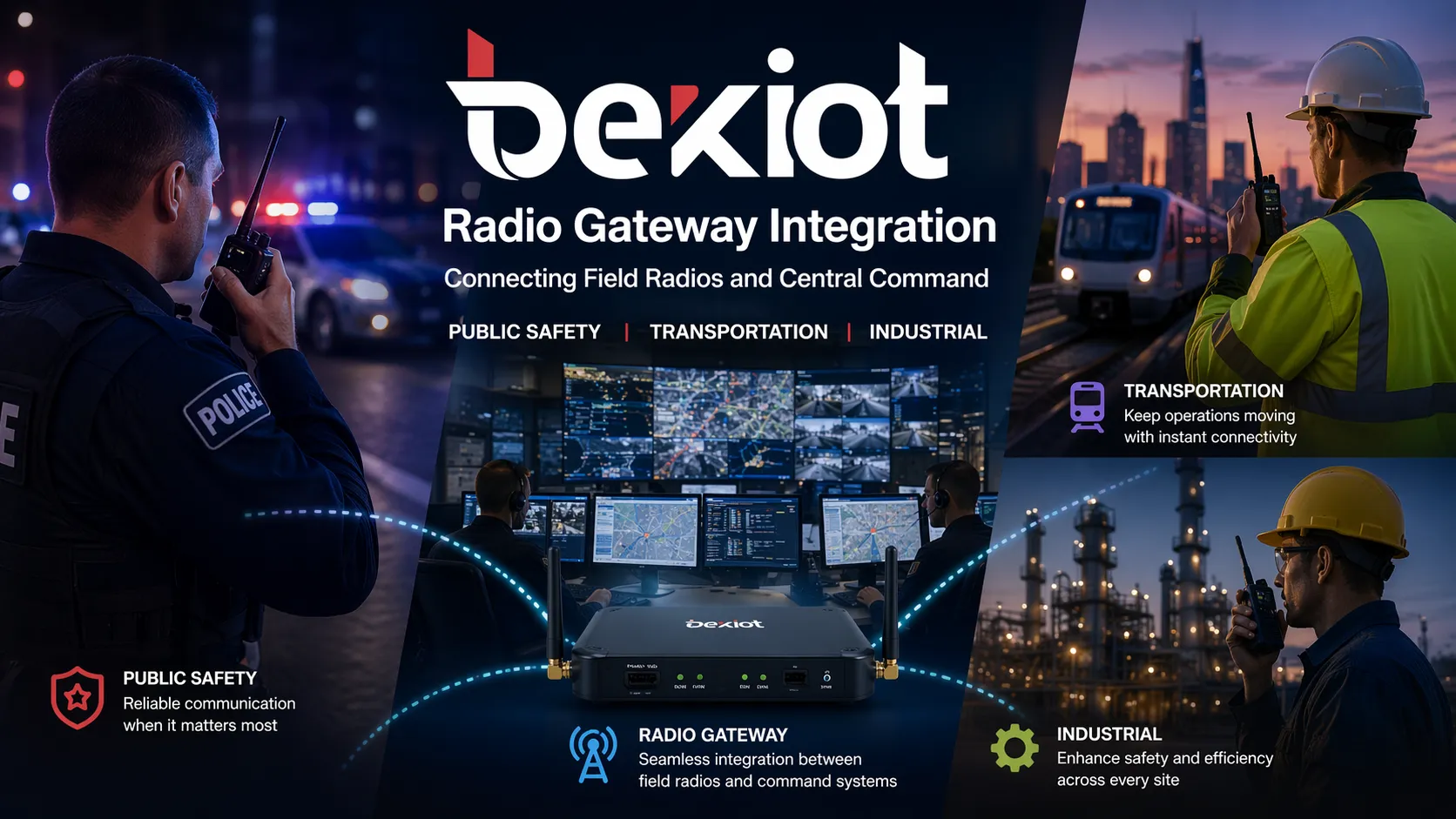Teams aus öffentlicher Sicherheit, Verkehr und Industrie nutzen Funk-Gateway-Integration zwischen Feldfunkgeräten und zentraler Führung