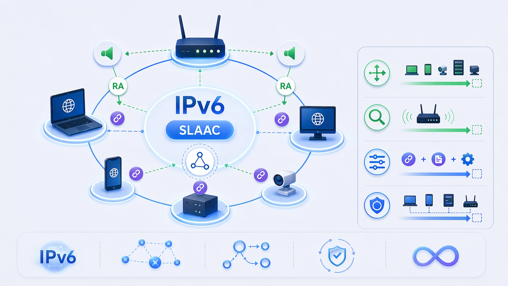 Vorteile von IPv6 SLAAC mit automatischer Hostkonfiguration weniger manuellem Aufwand und skalierbarer Adresserstellung