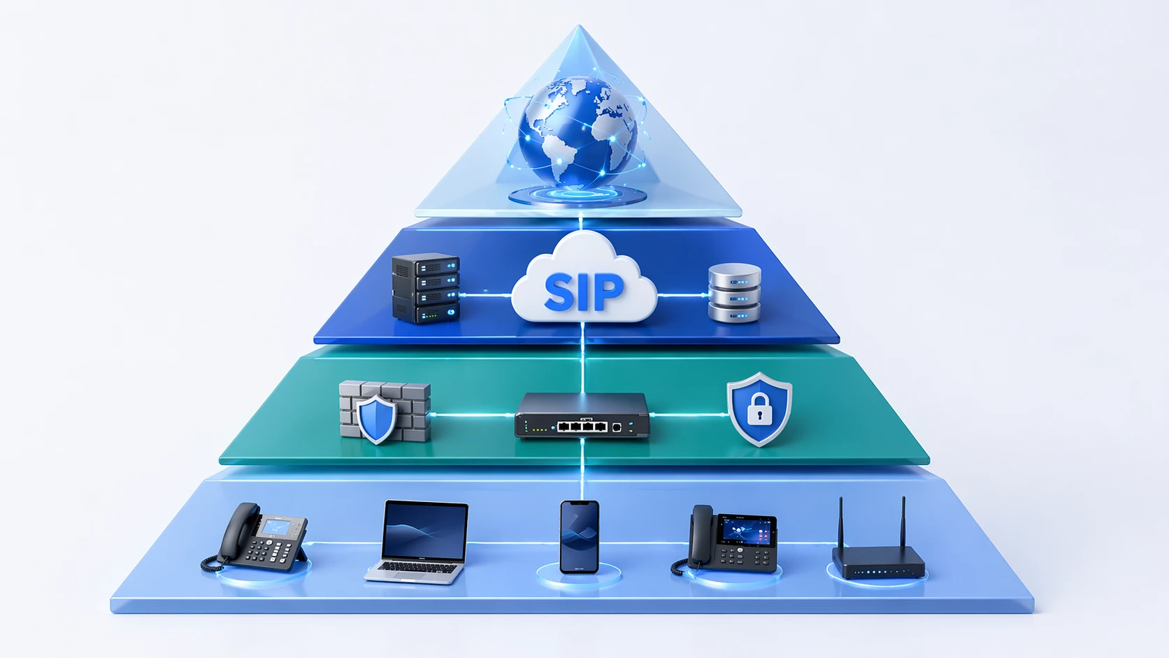 SIP-Trunk-Architektur mit Endpunkten IP PBX SBC und Dienstanbieter oder PSTN-Interverbindung