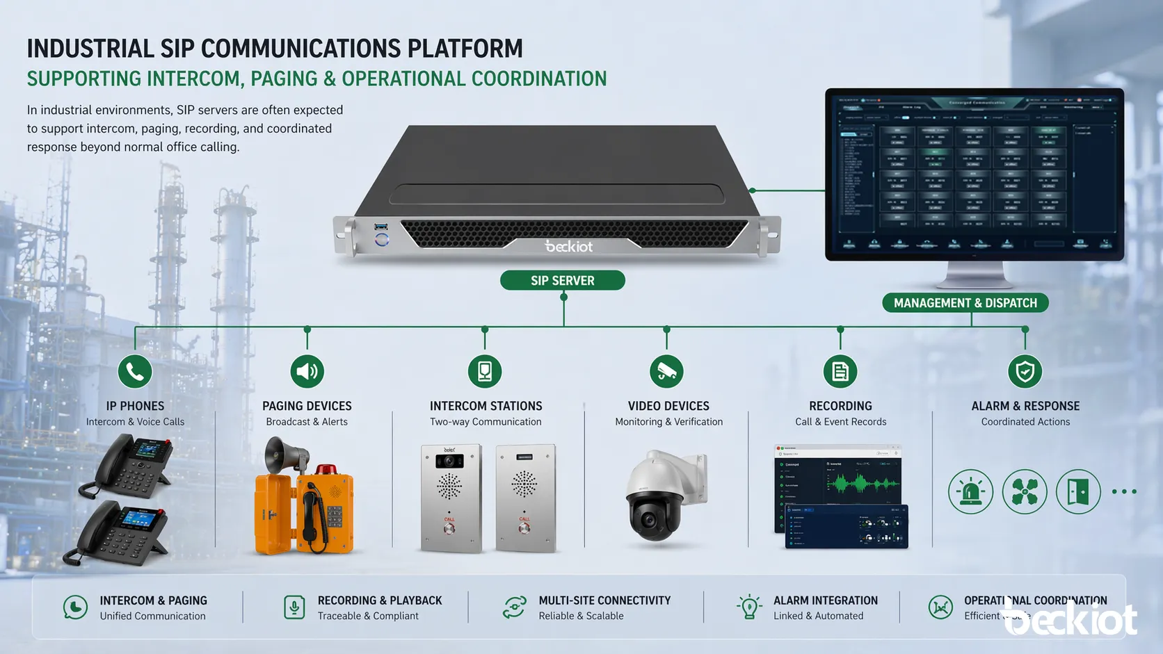 Industrielle SIP-Kommunikationsplattform unterstützt Intercom, Paging und operative Koordination