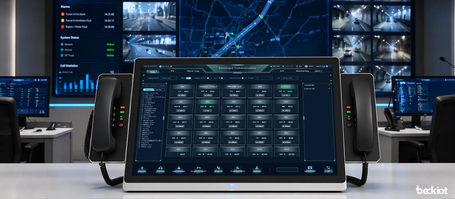 BK-DSC-236 IP-Dispatcher-Konsole installiert in einer professionellen Dispatcher- und Befehlszentrale