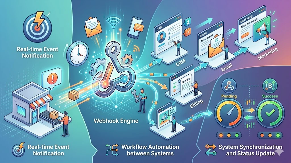 Webhook-Funktionen: Ereignisbenachrichtigung, Workflow-Automatisierung und systemübergreifende Synchronisation in Cloud-Anwendungen