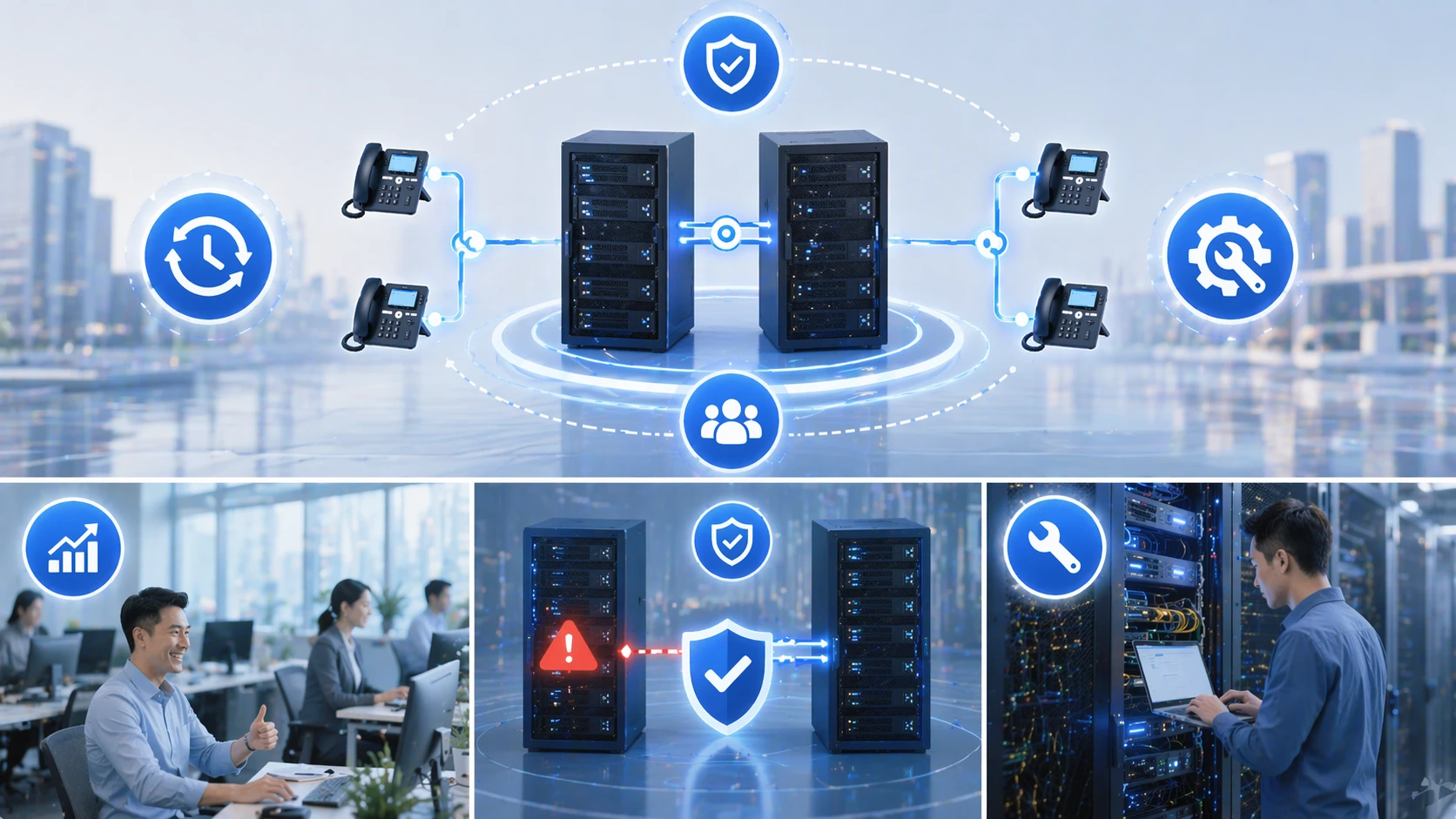 Hochverfügbarkeitsdesign mit redundanten Servern, Netzteilen und Netzwerkverbindungen