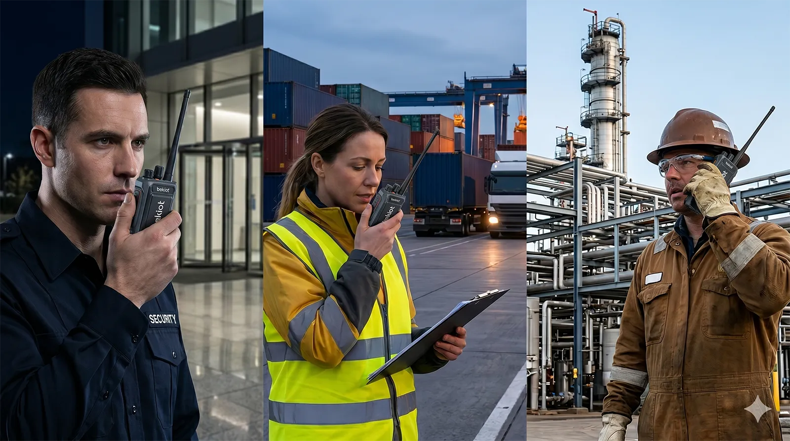 Push-to-Talk-Handfunkgeräte von Becke Telcom im Einsatz bei Außenteams in Sicherheit, Transport und Industrie