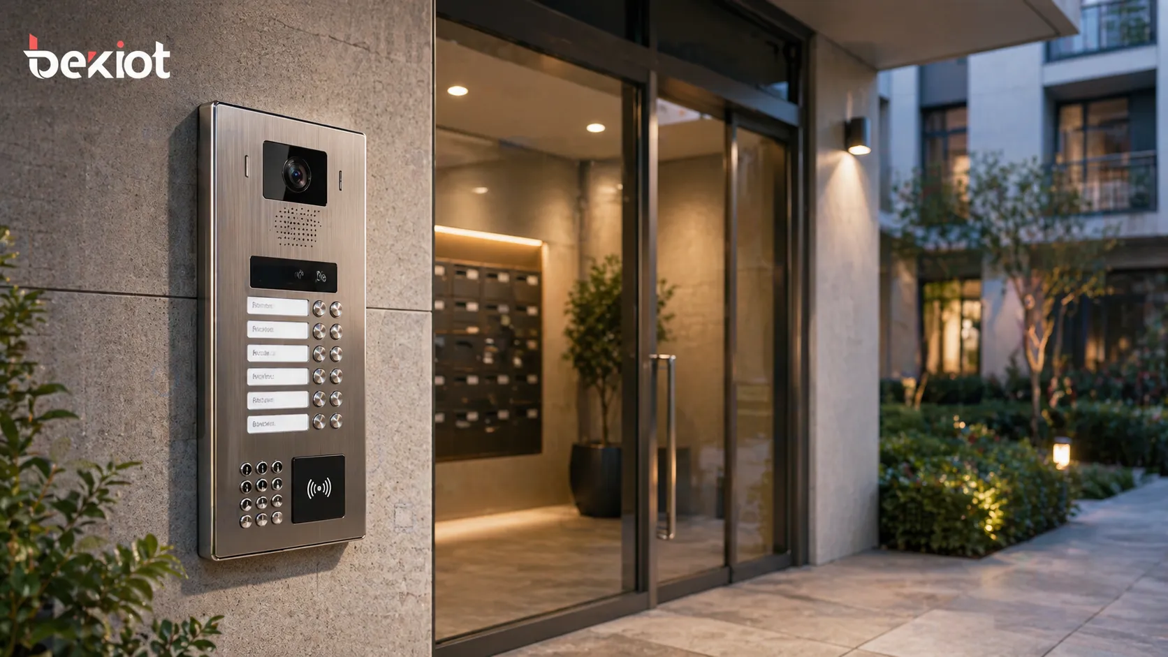 Wandsprechanlage am Eingang eines Mehrfamilienhauses