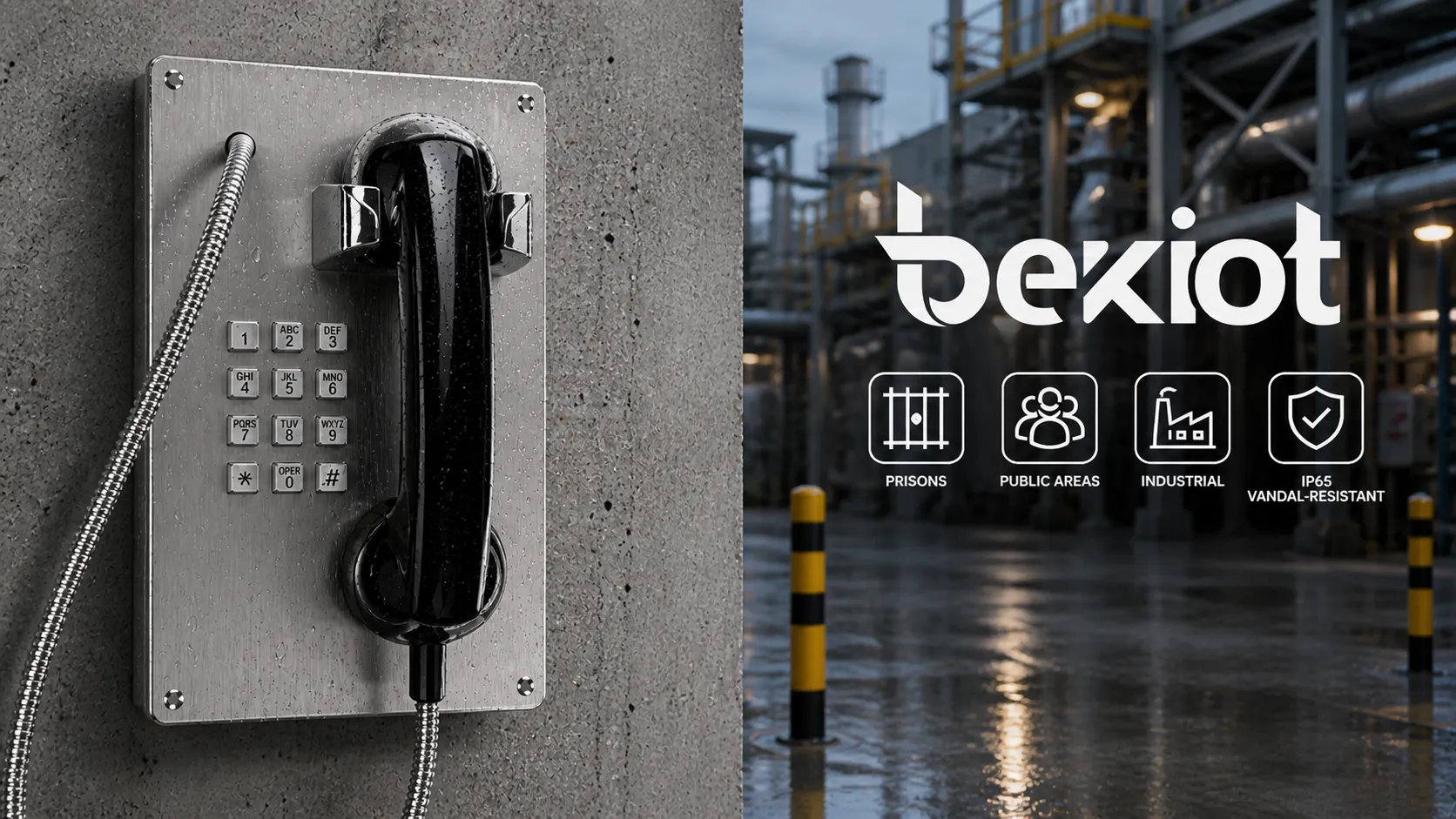 BT22 IP65 vandalismussicheres Telefon installiert in öffentlicher Einrichtung und Industrieumgebung mit Staub- und Wasserschutz