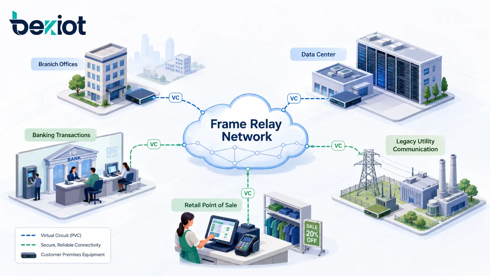 Frame-Relay-Diagramm mit Frame Relay、Rechenzentrum、Filiale、alt/Legacy und Unternehmens-WAN-Konnektivität