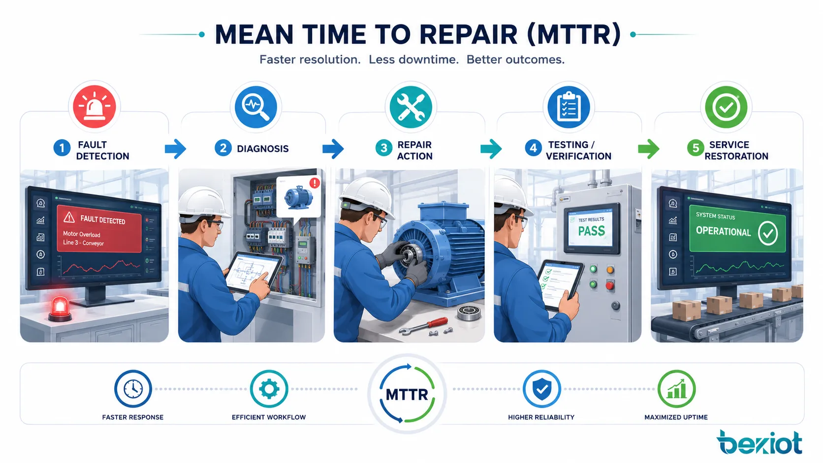 Mean-Time-to-Repair-Anwendungen in Industrieanlagen IT-Systemen Telekommunikationsnetzen und Facility Maintenance