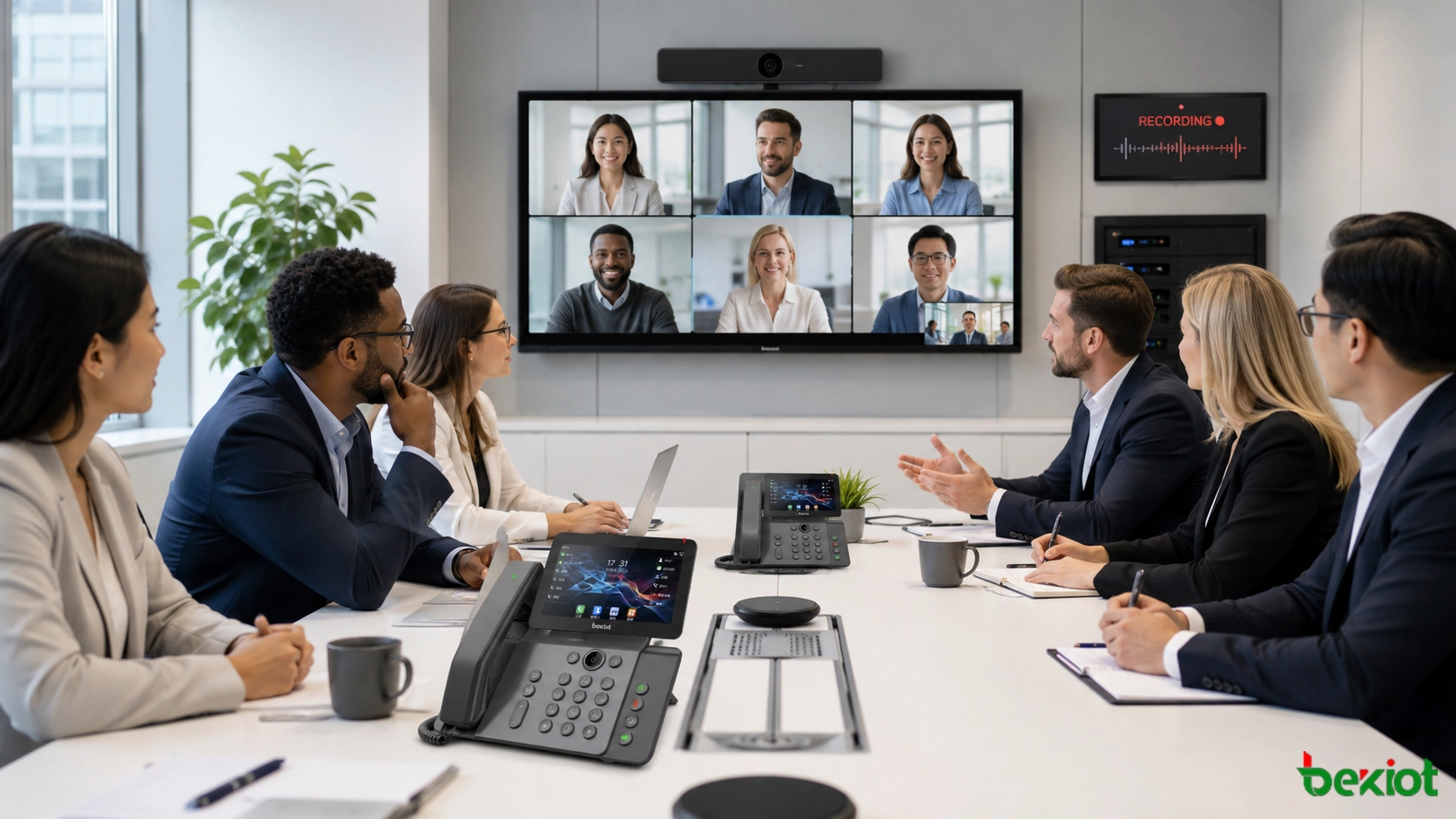 Enterprise SIP-Telefonkonferenzraumlösung mit Becke Telcom Telefonen Mehrparteien-Audio Videomeeting Aufzeichnungsserver und Büronutzern