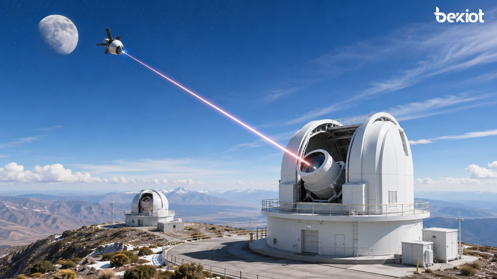 Optische Bodenstationen empfangen Lasersignale von Orion während einer Mondmission