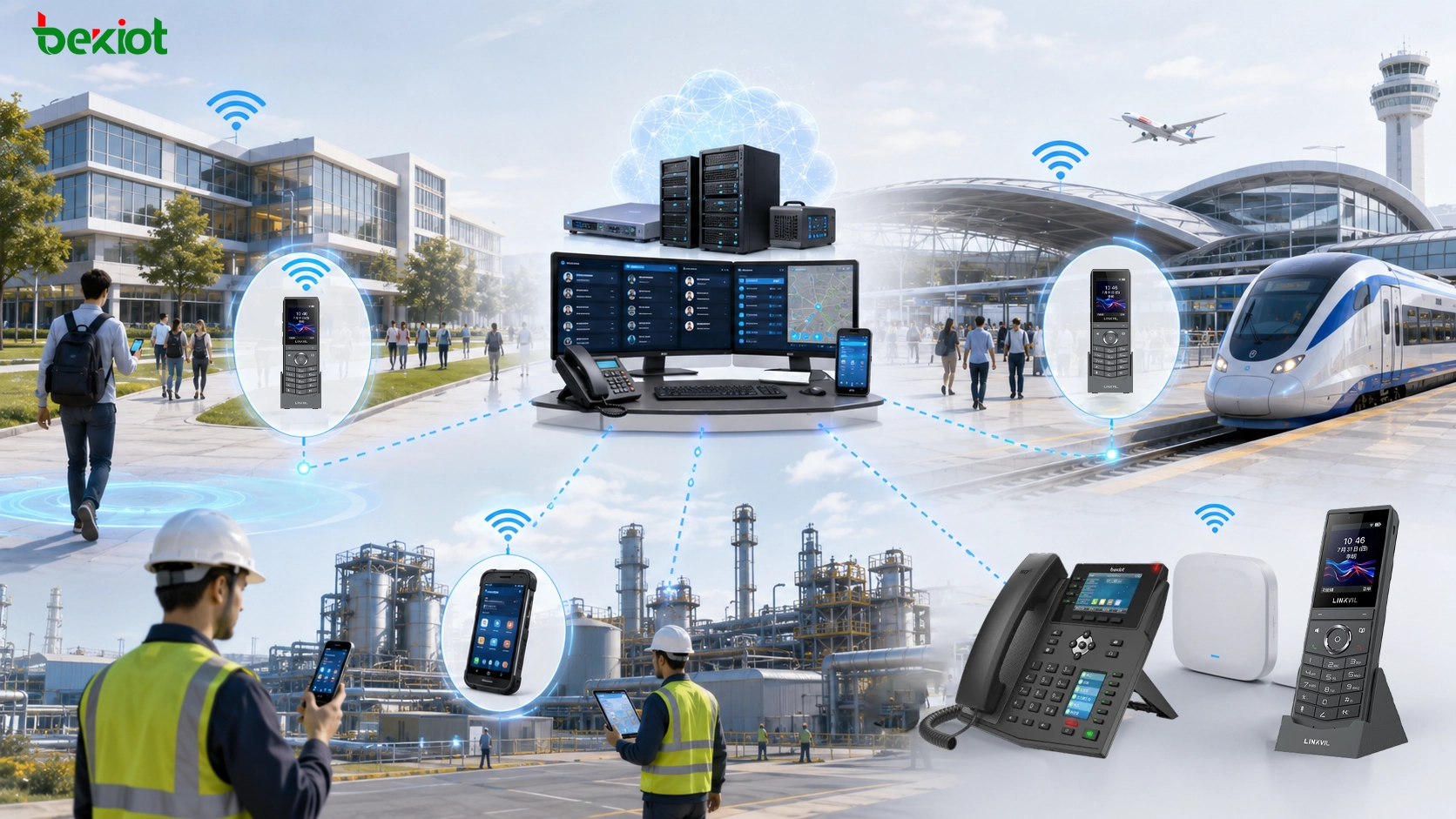 Wi‑Fi-Telefonbereitstellung für Campus Verkehrsknotenpunkt und Industriekommunikation mit SIP PBX Dispatch und mobilen Terminals