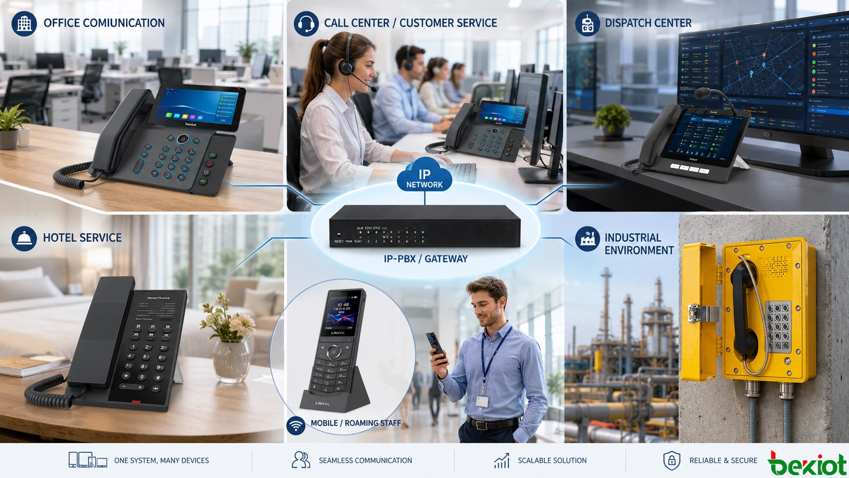 IP-Telefon-Bereitstellung für Büro, Hotel, Call Center, Dispatch-Zentrum und raue Industrieumgebungen