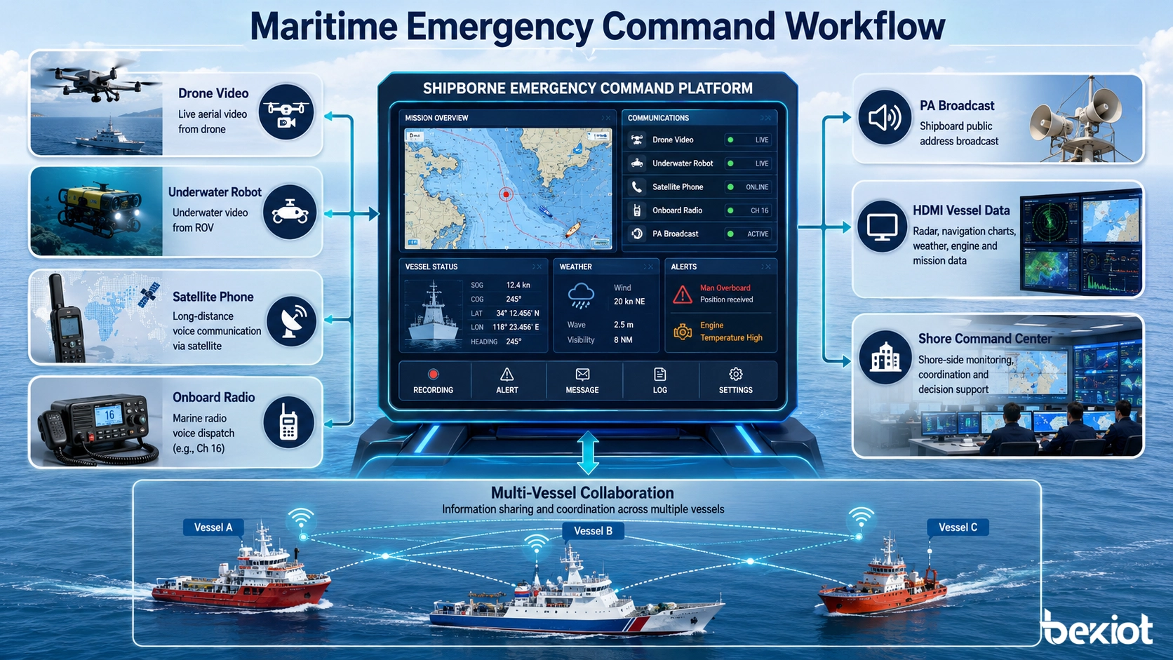 Architektur eines schiffsgebundenen Audio-Video-Führungssystems für maritime Einsätze