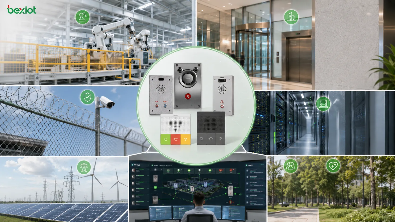 Störungsalarm-Anwendungen in Industrieautomation, Gebäudemanagement, Kommunikationssystemen, IT-Infrastruktur, Energieversorgung und Notfall-Sprechstellen