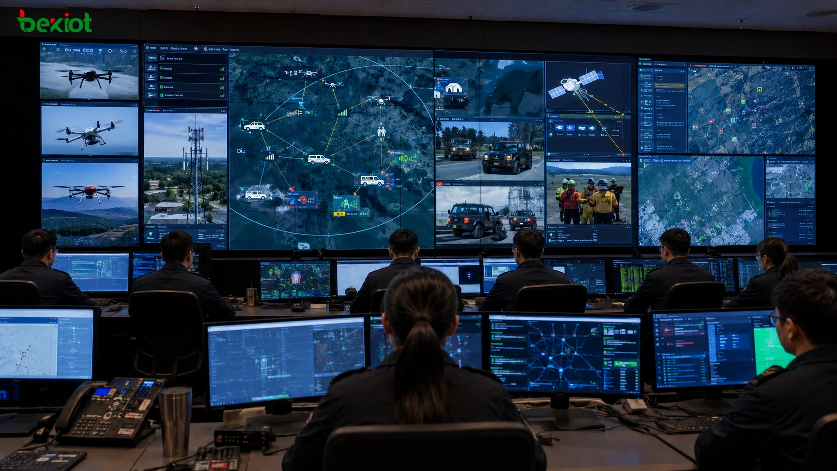 Einheitliches Notfallkommunikations-Führungszentrum überwacht Netze in Katastrophengebieten, Drohnen-Basisstationen, Satellitenverbindungen, Fahrzeuge und Feldrettungsteams