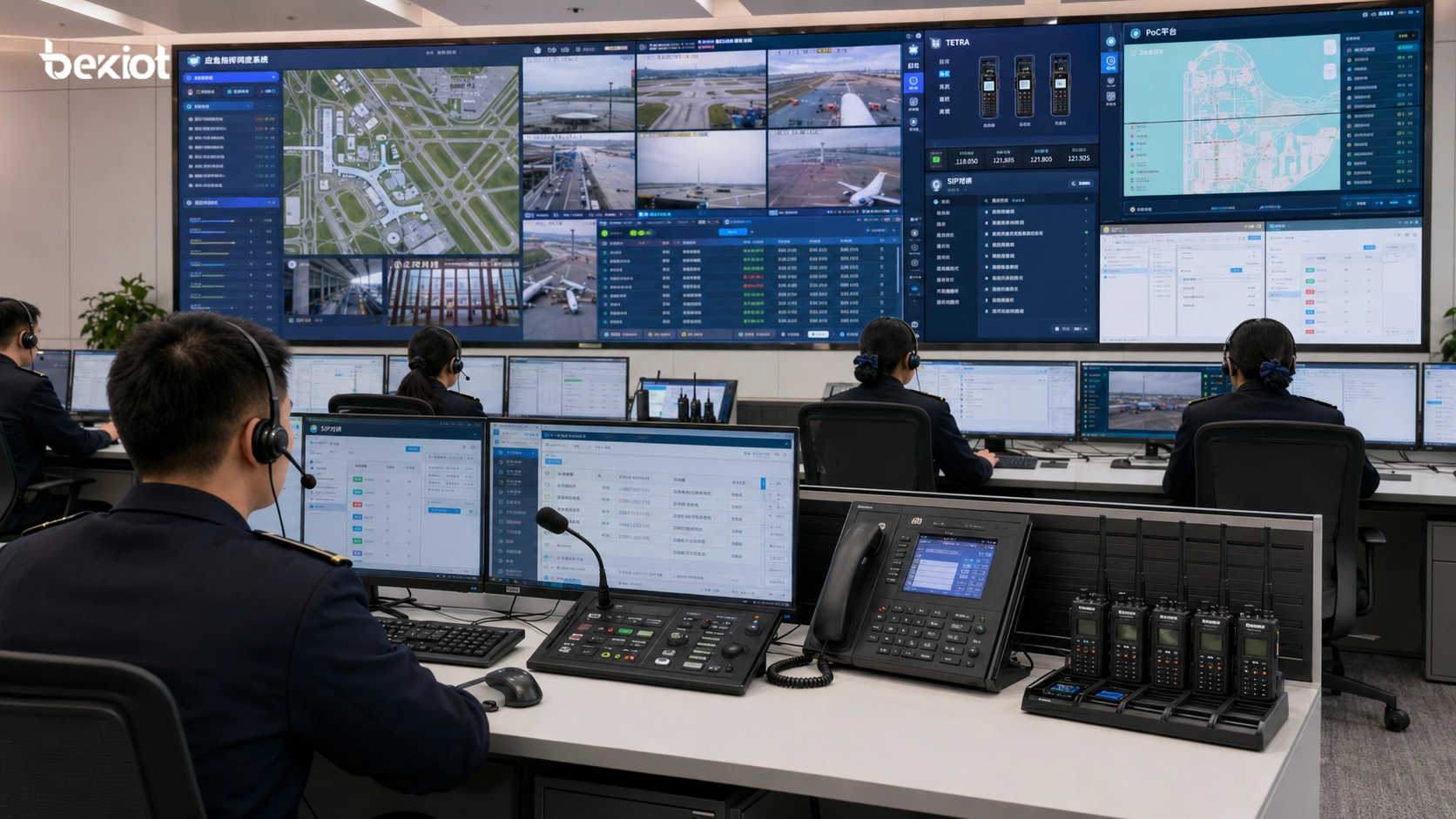 Welche Geräte verbinden unterschiedliche Flughafen-Intercom-Systeme?