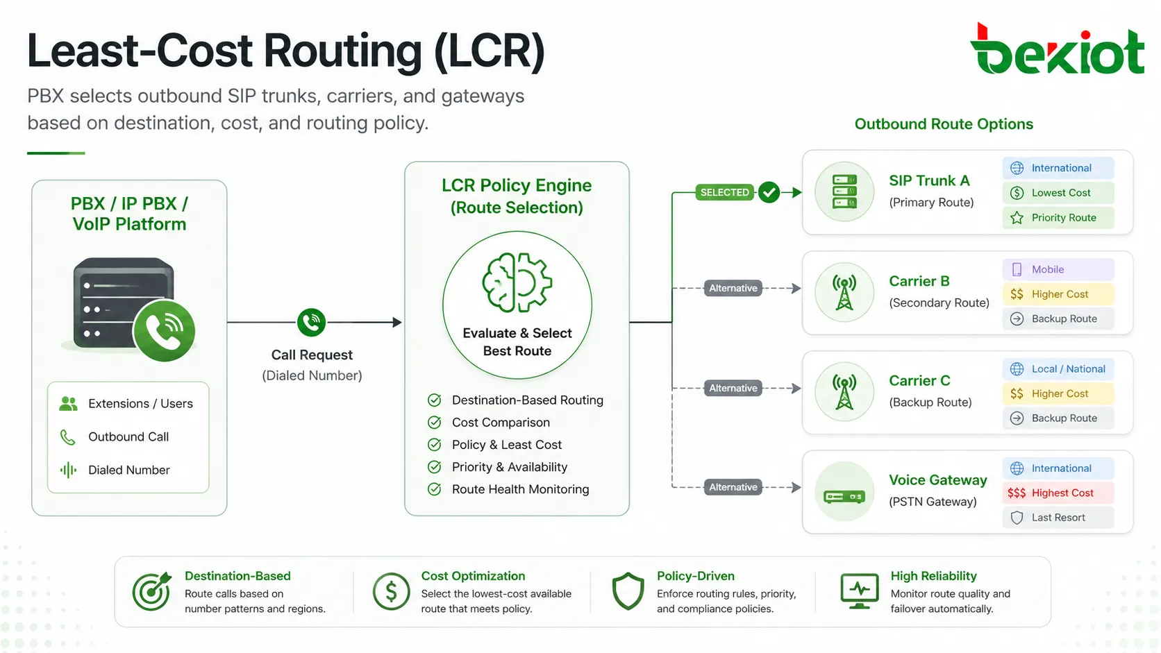 Was ist die Konfigurationsstrategie für Least-Cost Routing (LCR)?