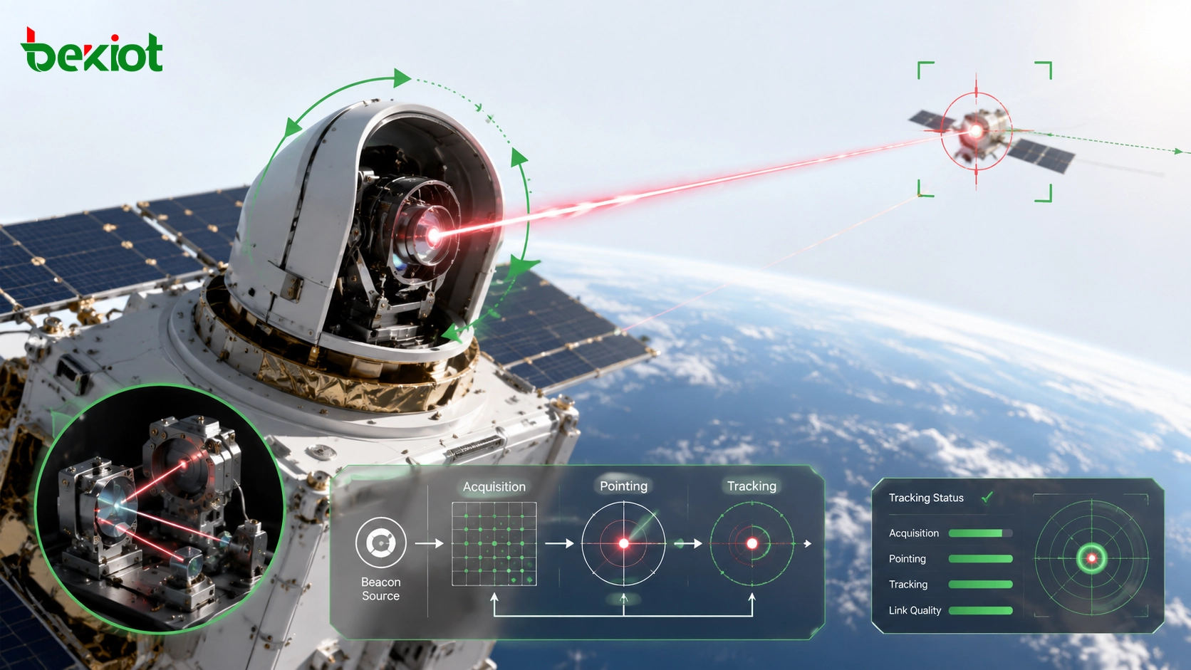 Erfassungs-, Ausrichtungs- und Verfolgungssystem für weltraumgestützte Laser-Kommunikationsterminals