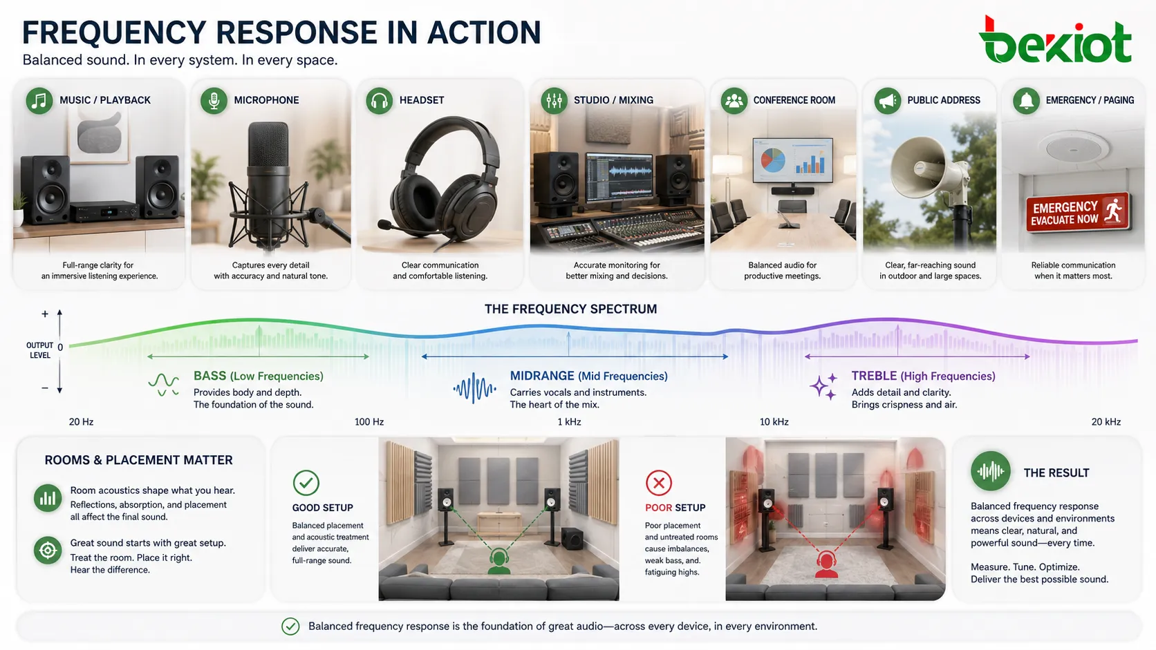 Frequenzgang-Anwendungen in Lautsprechern Mikrofonen Headsets Studiomonitoren Konferenzräumen Beschallung und Notfallbenachrichtigung