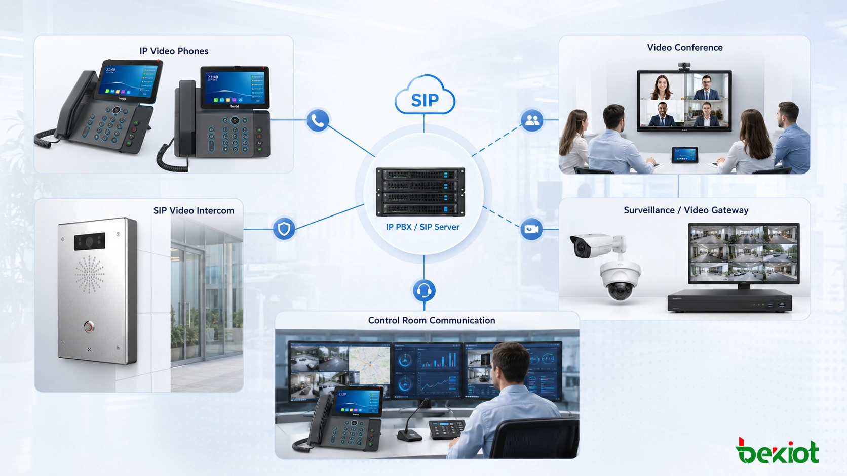 IP-PBX-Videoverknüpfung mit Nicht-Video-IP-Telefon, verknüpfter Überwachungskamera und automatischem Video-Popup während eines Anrufereignisses