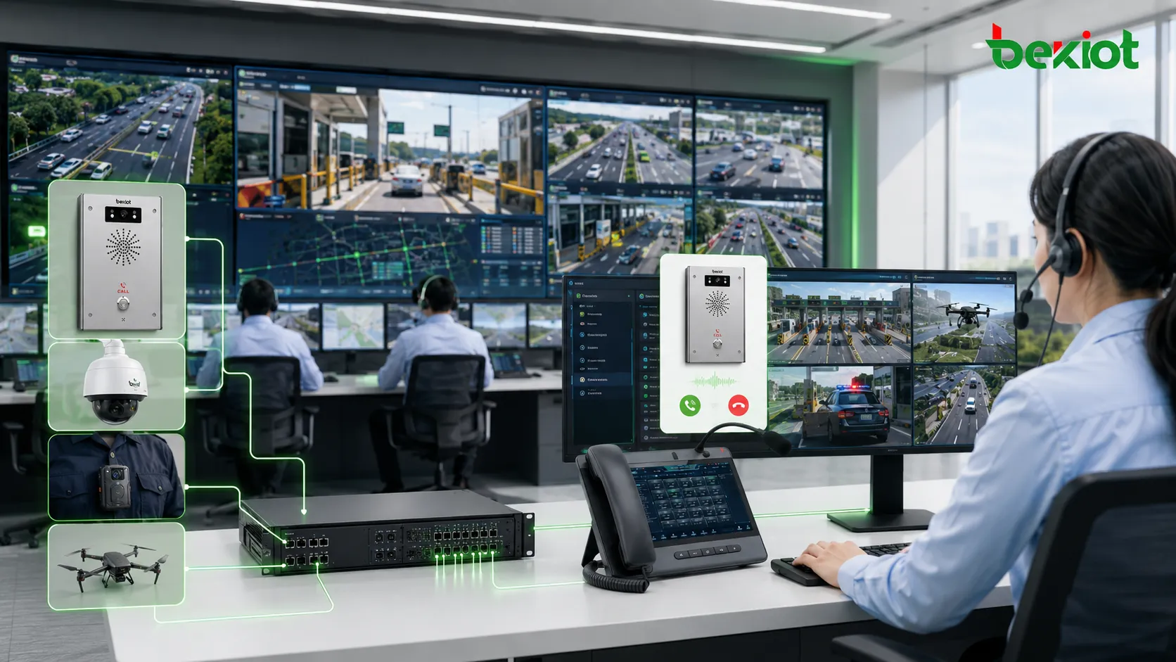 Autobahn-Leitzentrale integriert SIP-Intercom-Anrufe Mautspurkameras mobile Videoquellen und Videozugangsgateway für einheitliche Reaktion