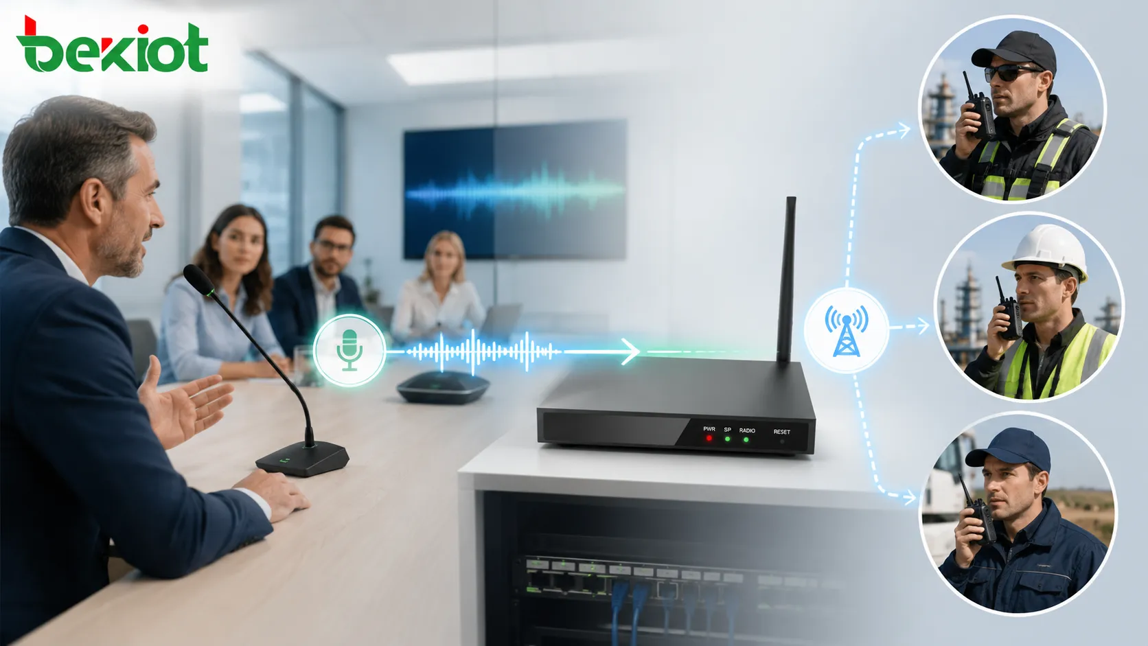 Getrennte Bereitstellung von RoIP-Gateway und Konferenz-Audio-Gateway für Funksprechen und Besprechungssystem