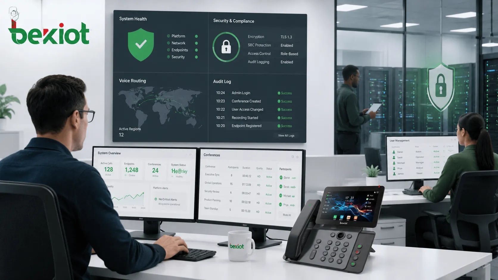 Sichere Unternehmens-Audiokonferenzplattform verwaltet durch IT- und Betriebsteams