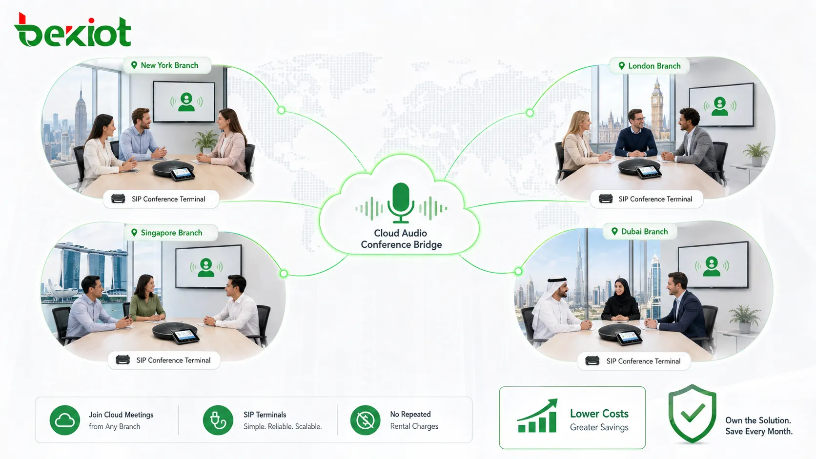 Niederlassungen nutzen SIP-Konferenzterminals für Cloud-Audiomeetings ohne wiederholte Mietgebühren