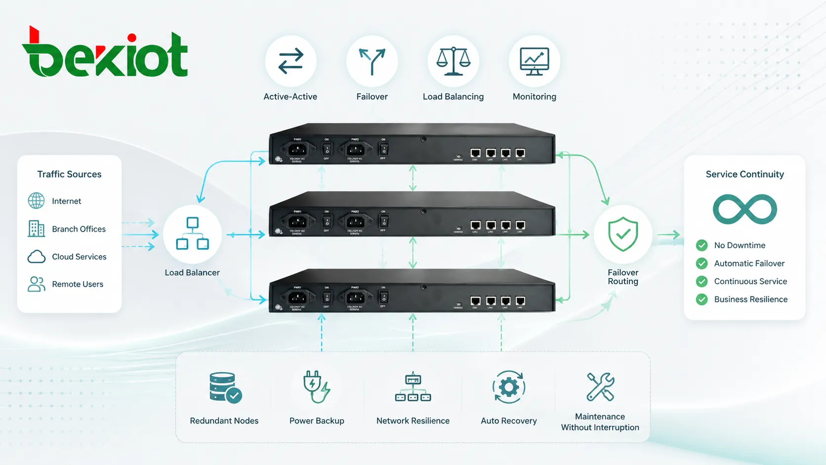 Hochverfügbarkeitscluster mit Active Active Knoten Failover Routing und Lastverteilung für Unternehmensdienste
