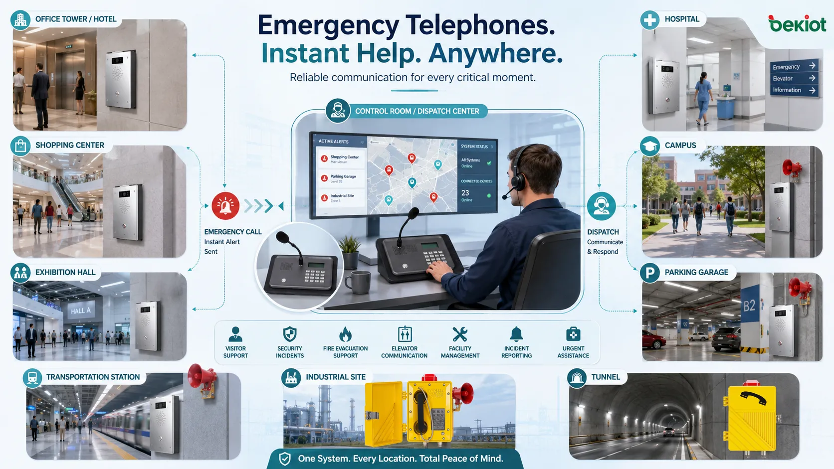 Notruftelefon Anwendungen in Campus Tunnel Parkhaus Industriestandort Krankenhaus und Verkehrsstation