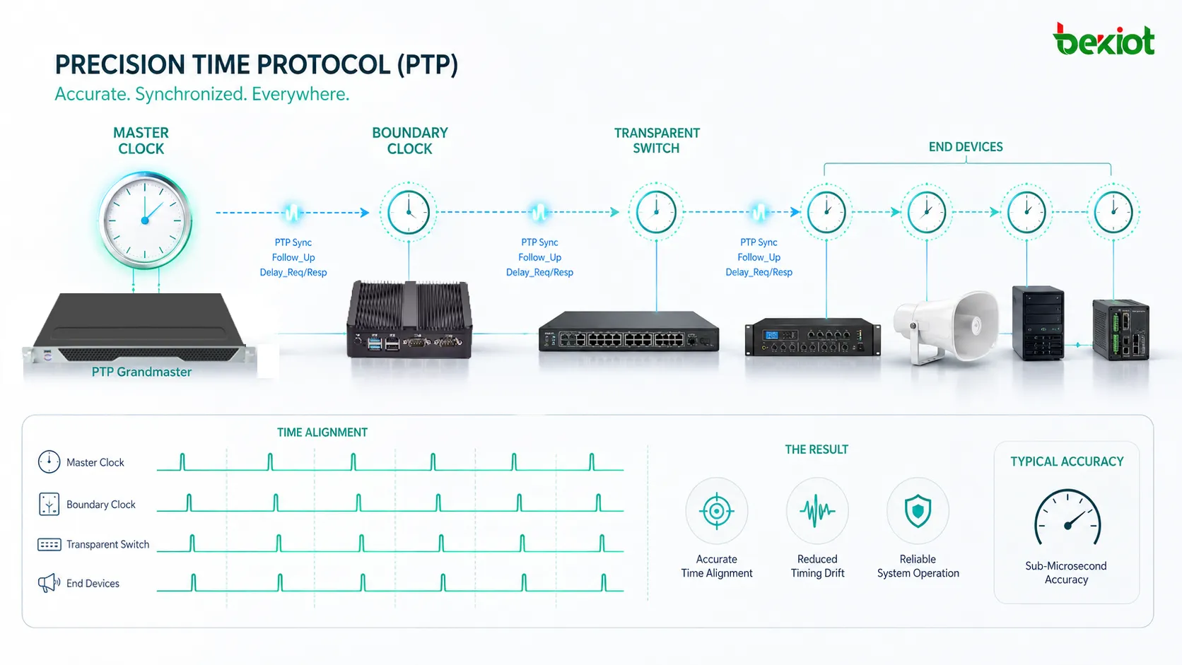 Was ist das Precision Time Protocol (PTP)? Wie es funktioniert, Vorteile und Anwendungen
