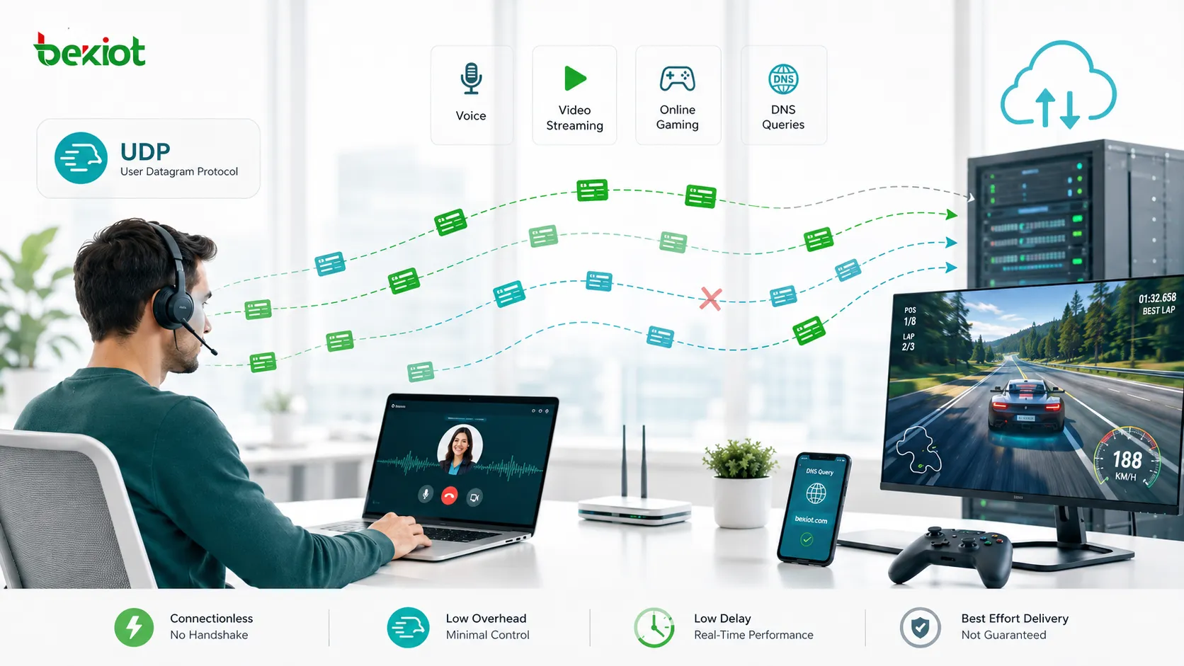 Welche Funktionsprinzipien hat die Technologie User Datagram Protocol (UDP)?